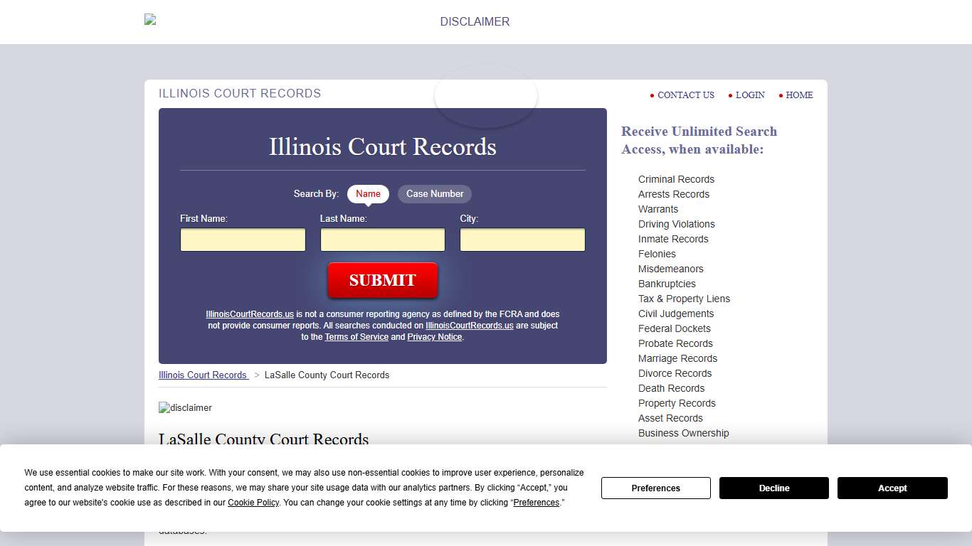 LaSalle County Court Records IllinoisCourtRecords.us