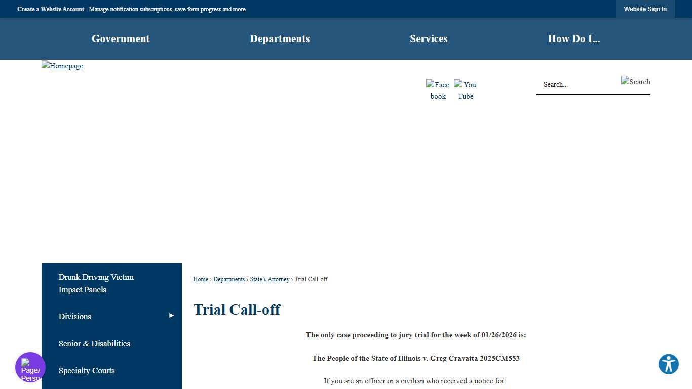 Trial Call-off LaSalle County, IL