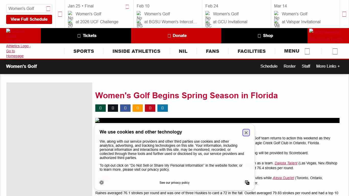 Women's Golf Begins Spring Season in Florida - NIU Athletics