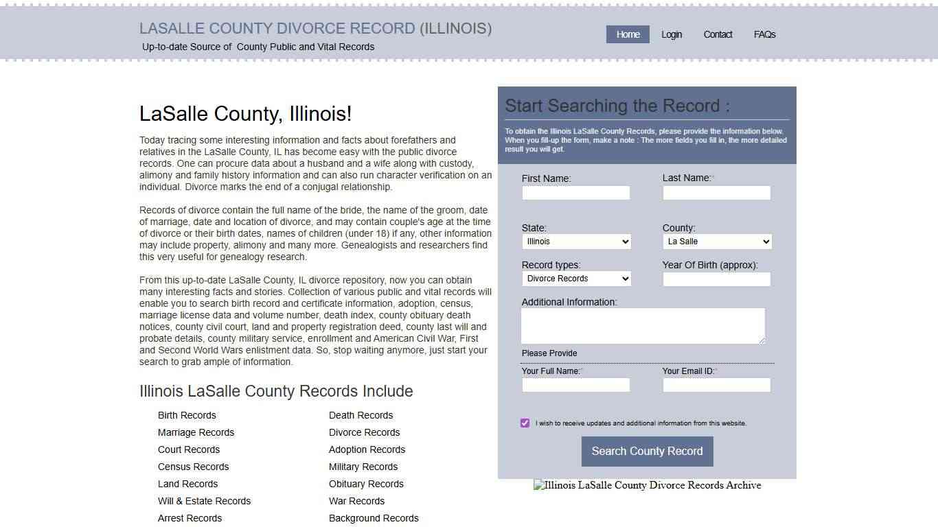 LaSalle County, Divorce Records & Spouse Information