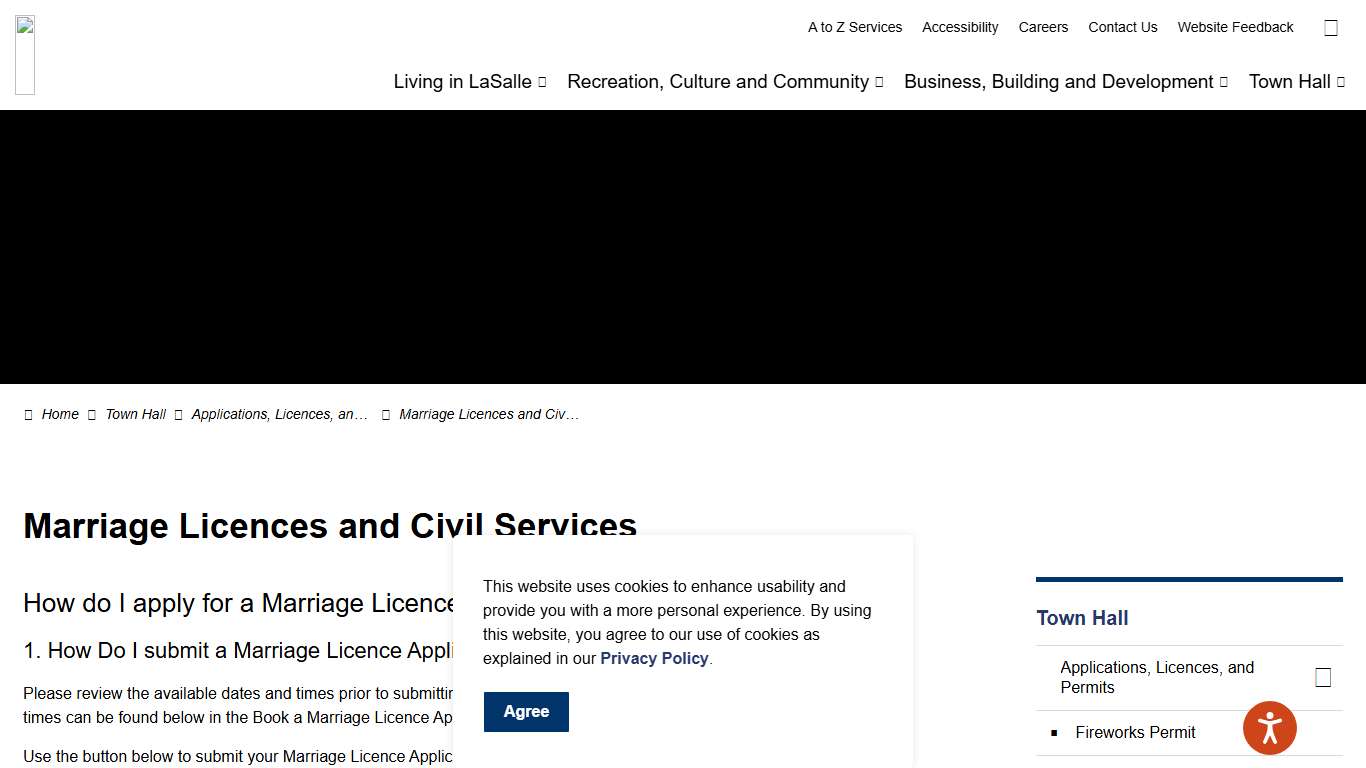 Marriage Licences and Civil Services Town of LaSalle